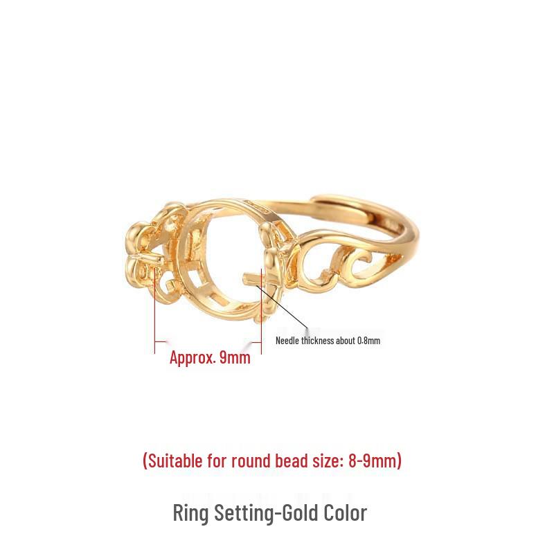Elegant DIY Pearl Ring Setting for Women - Fits 8-9mm Beads and Stones