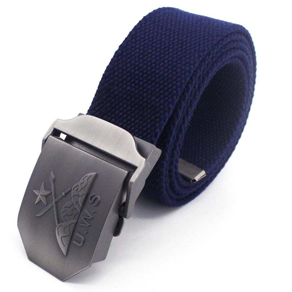 Men's Extra Thick Canvas Woven Belt, Polyester-Cotton Blend, Casual Style