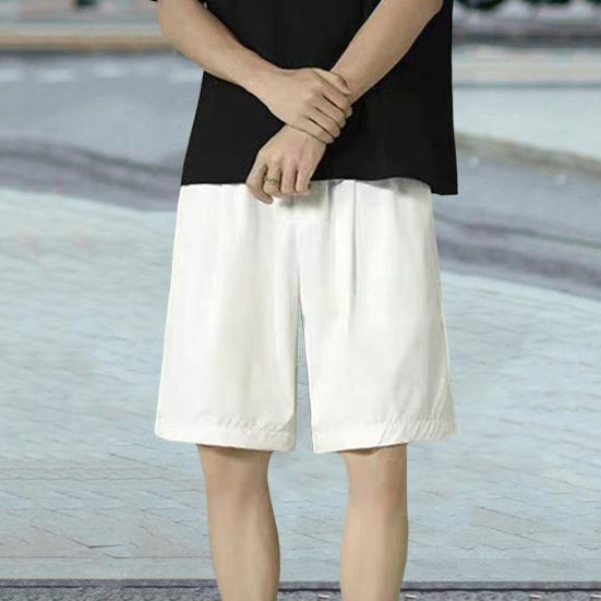 Men Summer Shorts Quick Dry Breathable Elastic Waist Pocket Drawstring Sports Thin
