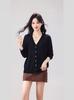 Plus Size Women's Knit Cardigan - Single-Breasted, Hollow-Out, Solid Color, Versatile for Spring/Autumn