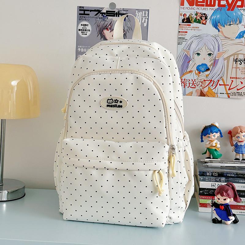 Schoolbag Small Fresh Sweet Cute Japanese College Wind Polka Dot Backpack Junior High School Students Casual Light Large Capacity Backpack