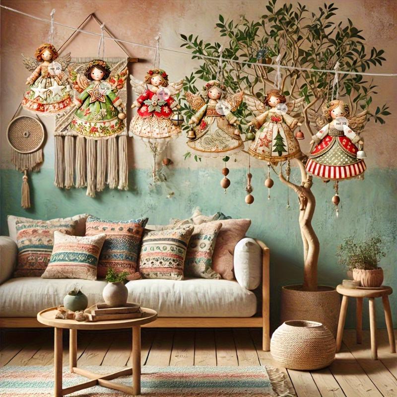 

6Pcs Christmas Angel Pendant Vintage Christmas Angel Paper Pendant Christmas Tree Decor For Home Xmas Wall Hanging Ornament разноцветный