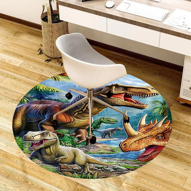 1PC Dinosaur Non-Slip Floor Round carpet, Office, family, bedroom, Large Area Rug Indoor Rugs,  Durable PolyesterH0396
