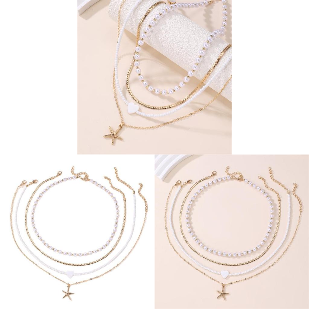 Punk Style Geometric Necklace Set For Women With Zinc Alloy Material And Heart Lock Pendant