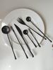 Japanese Retro Black Cutlery Set 304 Stainless Steel Western Steak Knife Fork Spoon Set Coffee Spoon Desser Fork Fruit