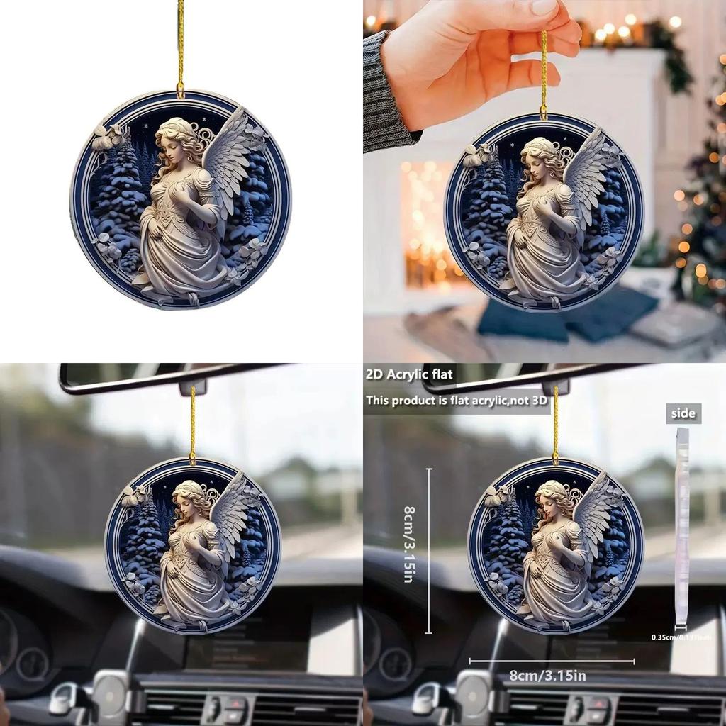 Acrylic Flat Surface Angel Car Pendant With Minimalist Design For Vehicle Interior Decor