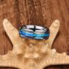 Fashion 8mm copper Color Tungsten Wedding Men Stainless Steel Rings Inlay Abalone Shell Blue Opal Rings Men Wedding Jewelry