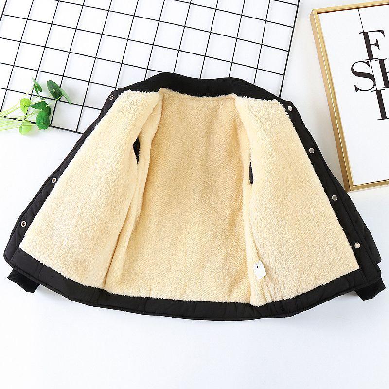 Children's Fleece-Lined Cotton Coat, Winter Student Version: Warm, Thickened, Three-Layer Quilted Jacket for Boys and Girls