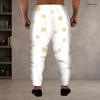 Men Plus Size Floral Printed Drawstring Waist Side Pockets Jogger Pants Cuffed Ankle Trousers