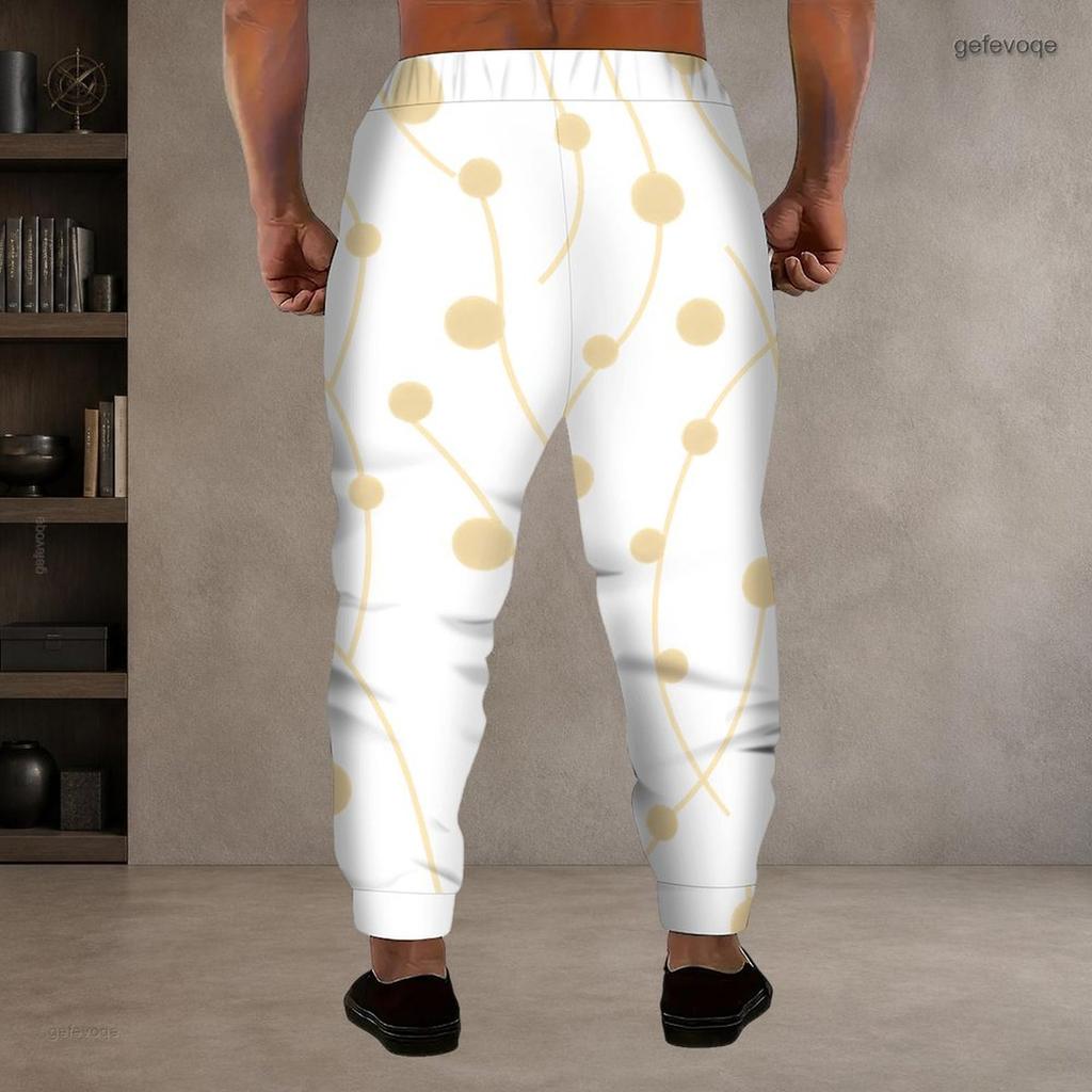 Men Plus Size Floral Printed Drawstring Waist Side Pockets Jogger Pants Cuffed Ankle Trousers