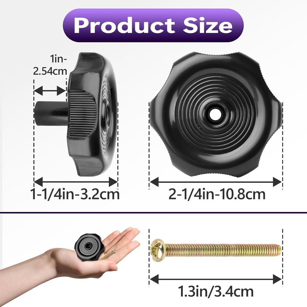 6 PCS RV Window Vent Knob 1" Shaft, Premium Plastic Window and Vent Replacement Knob 2-1/4 Inch Diameter, Travel Trailer Window Knobs for Window