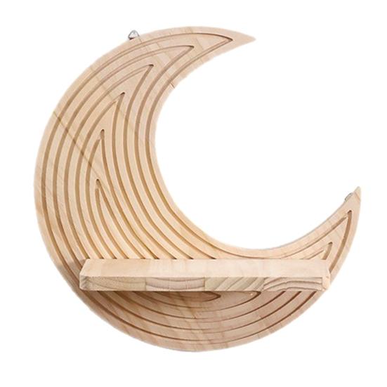 Moon Star Wall Shelf Boho Wooden Floating Wall Shelves Wall Mounted Plant Holder Moon