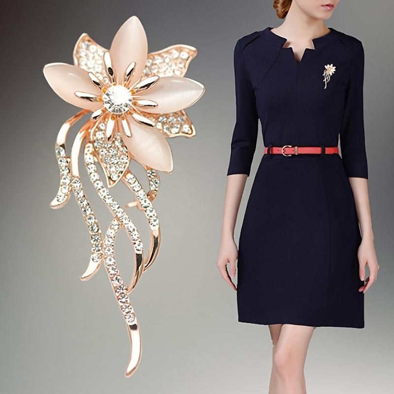 Elegant Vintage Rhinestone Orchid Brooch for Women - Sparkling Floral Pin - Intricate Scarves, Jackets, Dresses Weddings Parties Events, Flower Brooch