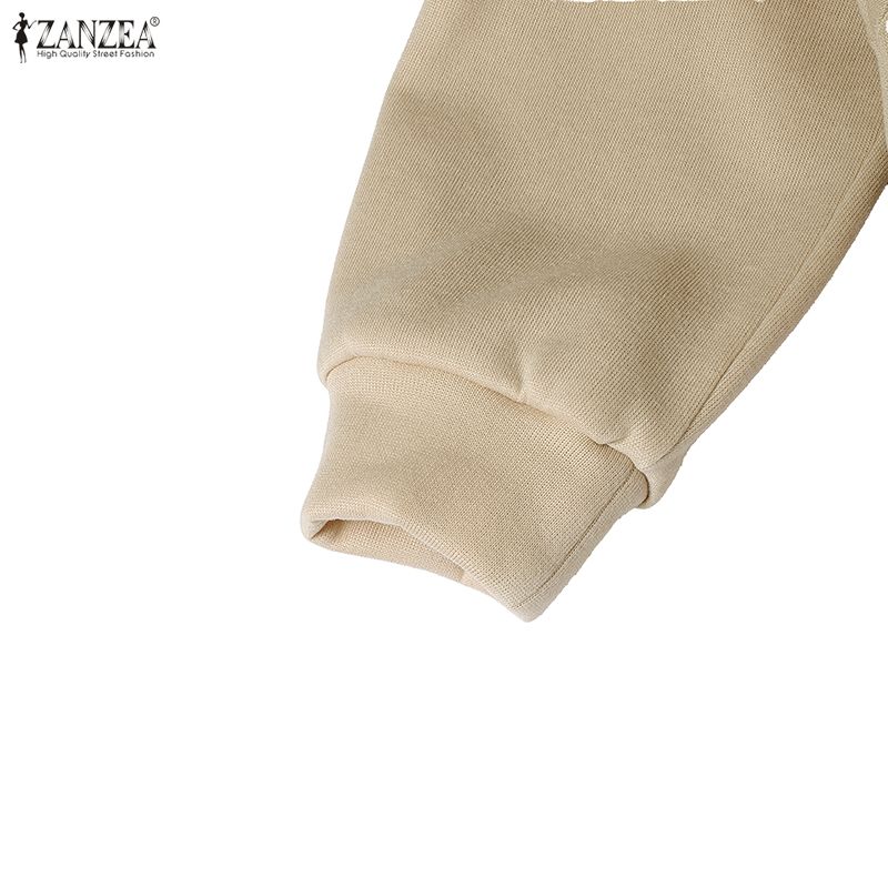 ZANZEA Women Casual Mesh Splice Loose V-neck Long Sleeve Dress