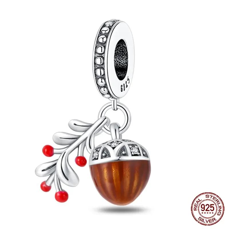 Copper Maple Leaf Hedgehog Mushroom Pendant Flowers Safety Chain Beads Charms Fit 4Mm Aperture Bracelet Diy Jewelry