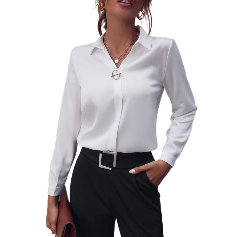 Versatile Long-Sleeved Shirt with Pearl Buttons - Casual To Business Style