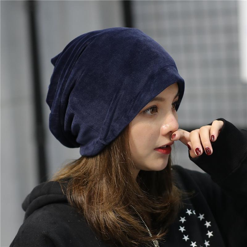 Women's Hat Skullies Beanies Polyester Knitted Hats Beanie Hat Winter Fleece Casual Velvet Women Beanies Hats