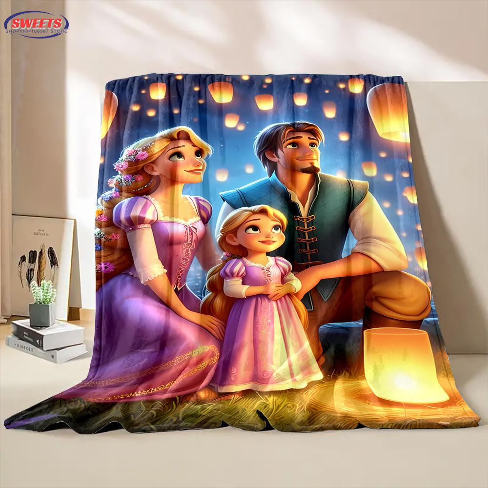 3D Classic Princess Rapunzel Cartoon Flannel Blanket for Bed Bedroom Sofa Picnic, Blanket for Cover Outdoor Leisure Nap Gifts