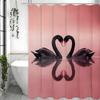 Black Swan Pink Shower Curtain, Bathroom Decorative Shower Curtain, Waterproof Shower Curtain With Hooks