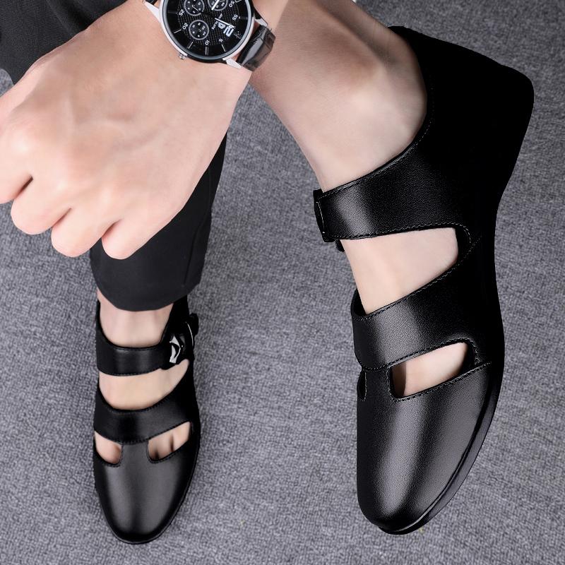 Fashion Breathable Outdoor Sandals for Men New Style Summer Flats Soft Sole Anti-slip Casual Leather Roma Shoes Man Formal Dress Sandals