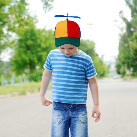 Summer Women Baseball Hat Colorful Rainbow Colorblock Propeller Decor Long Brim Camping Hiking Fishing Climbing Cap