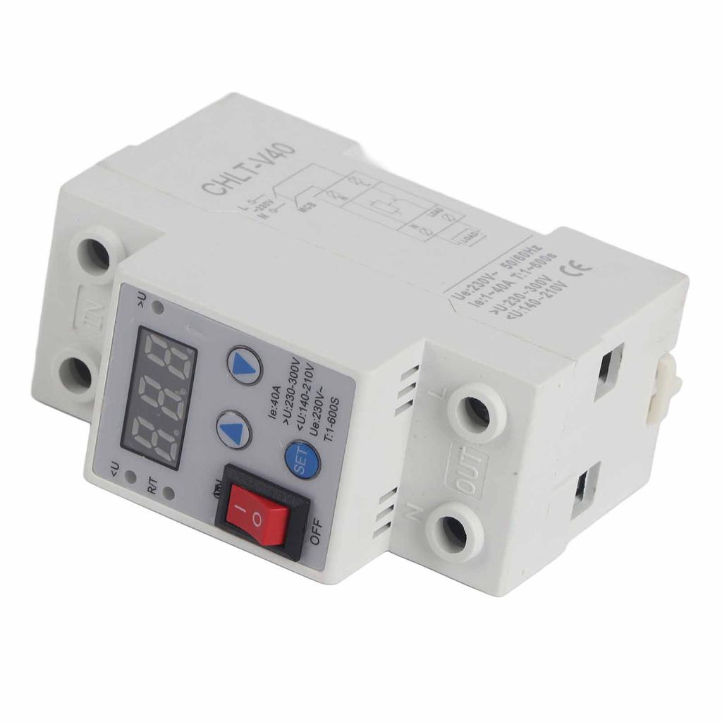 Over Under Voltage Protective Device Digital Display Protector Adjustable Auto Reset 230V