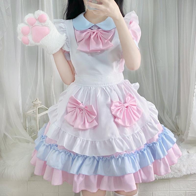 Rosa Pussy Maid Kostüm Cosplay Anime Cosplay Soft Girl Kleid Loli Maid Uniform