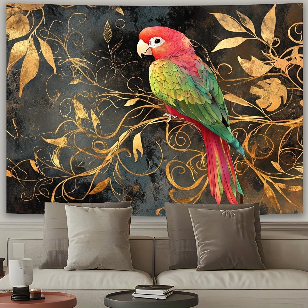 1 Piece of Elegant Parrot Theme Polyester Tapestry, Machine Washable, Polyester Fabric, Perfect for Living Room, Bedroom, Office