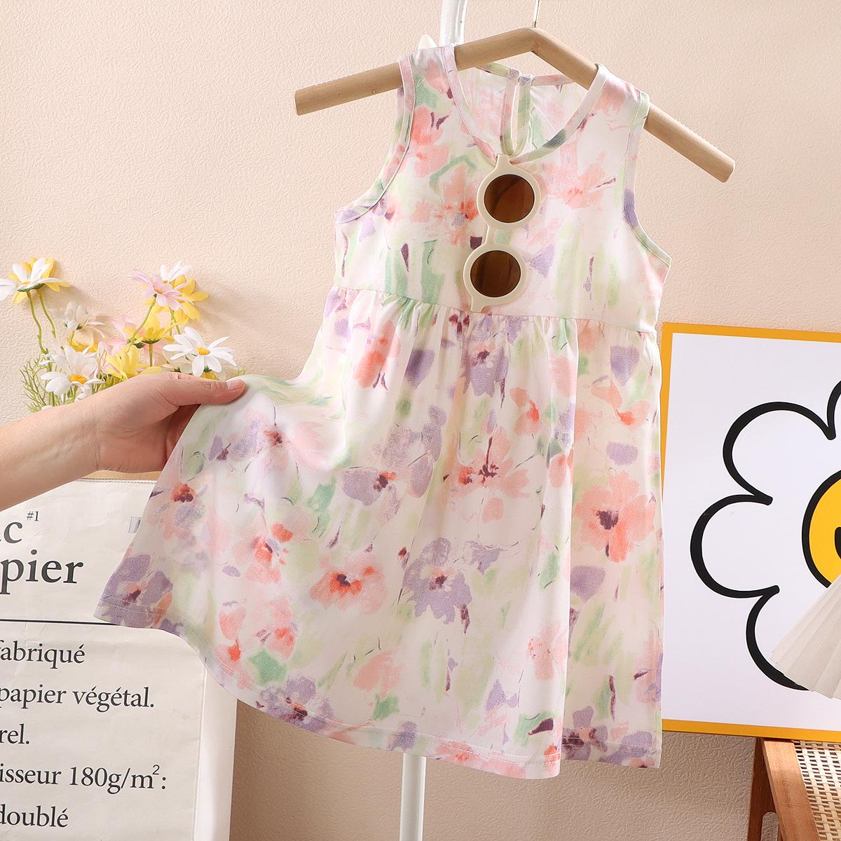 

Стильное летнее платье без рукавов с цветочным принтом для девочек - Милая принцессная ночная сорочка 90cm