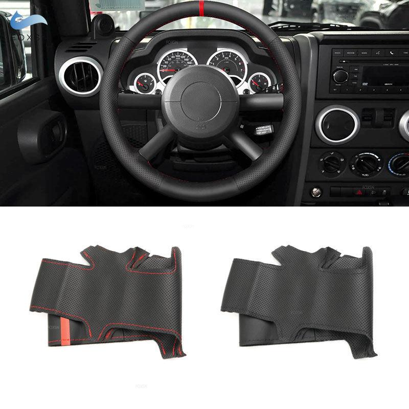 For Jeep Wrangler (JK) 2007 2008 2009 2010 2011 Hand-stitched Perforated Leather Car Styling Interior Steering Wheel Cover Trim