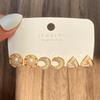 New ins bow fishtail pearl moon stud earrings with diamonds fashion temperament geometric earrings set