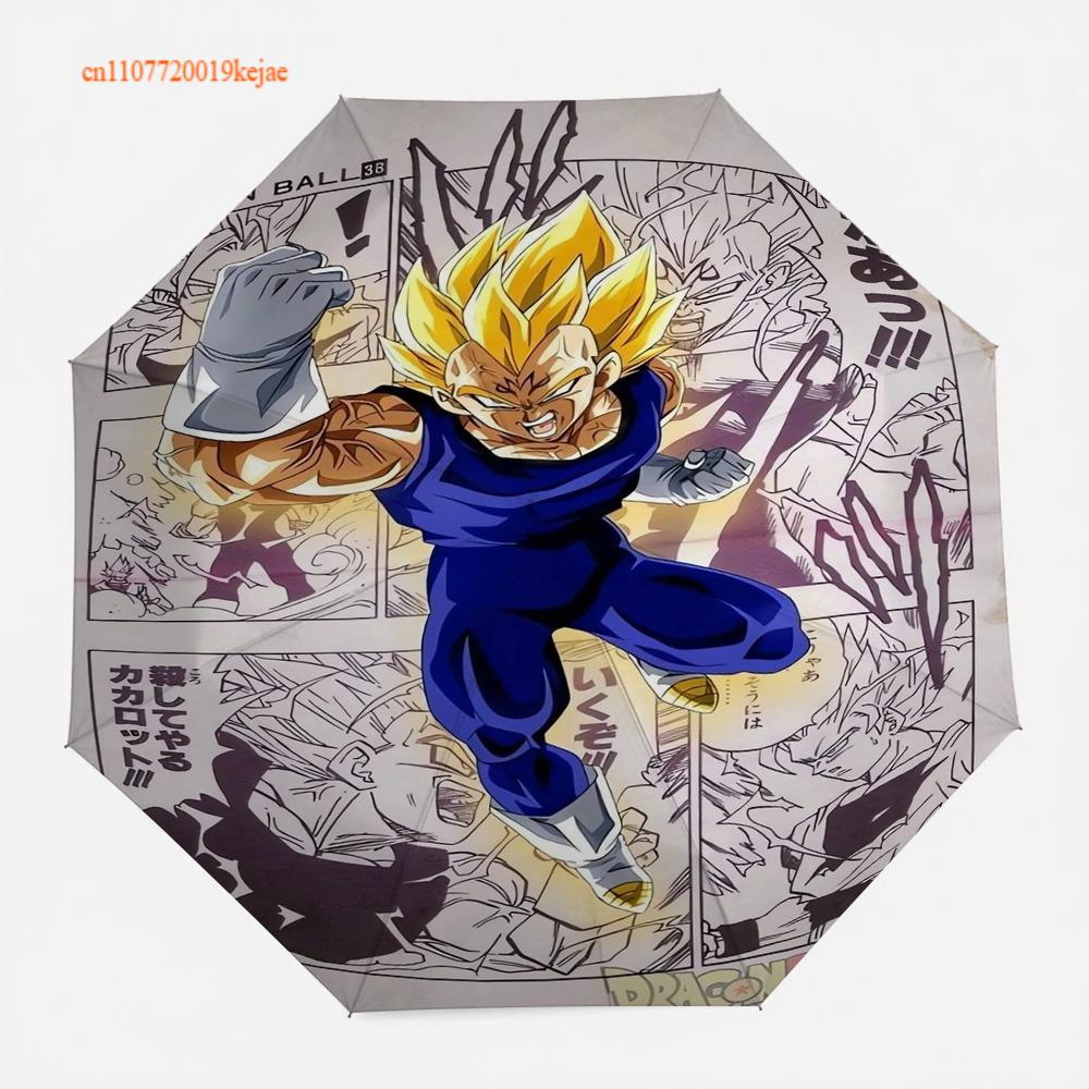 Anime Dragon Ball Vegeta Umbrella, Classic Manga Battle Scene Collage, Compact Folding Umbrella, for Cosplay & Daily Use