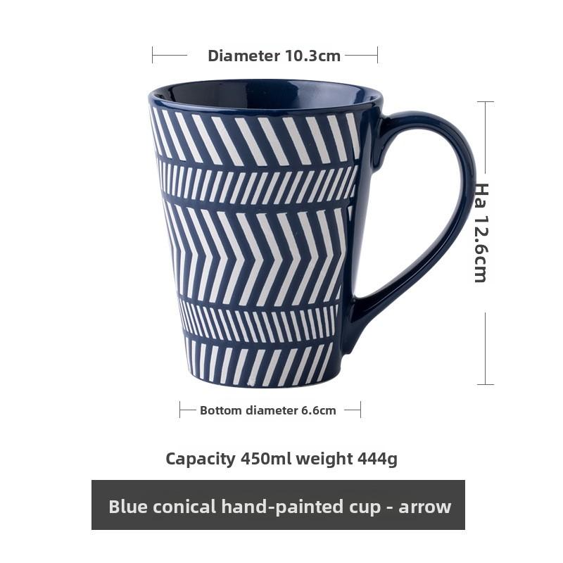 

Creative Relief Large Ceramic Mug for Milk Coffee Open Design Home Cup Couple Gift 450ml