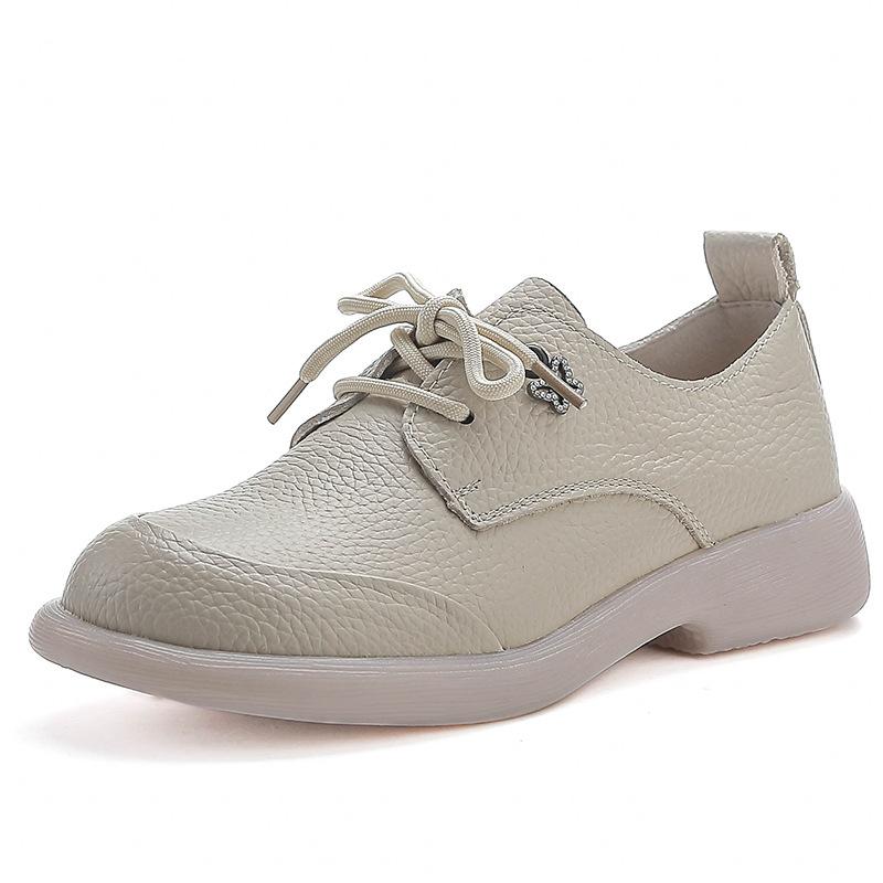 Fashion New original cow leather flats women's laced up oxford shoes woman spring luxury loafers ladies moccasins wide toe box shoes