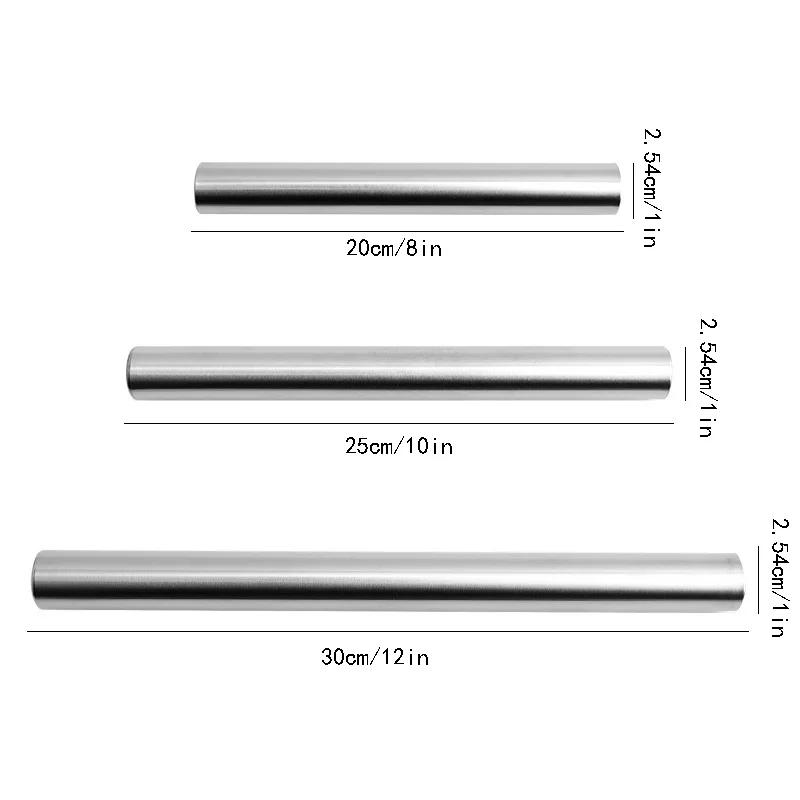 Edelstahl Nudelholz Teigrolle für Knödelhaut, Pizzateig, Antihaftbeschichtung, Mehlstab, Küchenbackwerkzeug