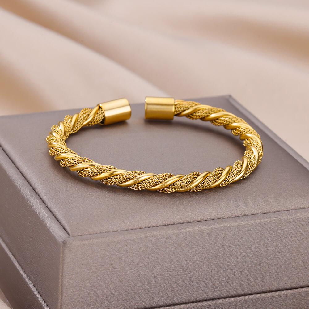 316L Stainless Steel Bangles For Women Vintage Punk Open Wide Bangle Bracelets Exquisite Wedding Jewelry Gift