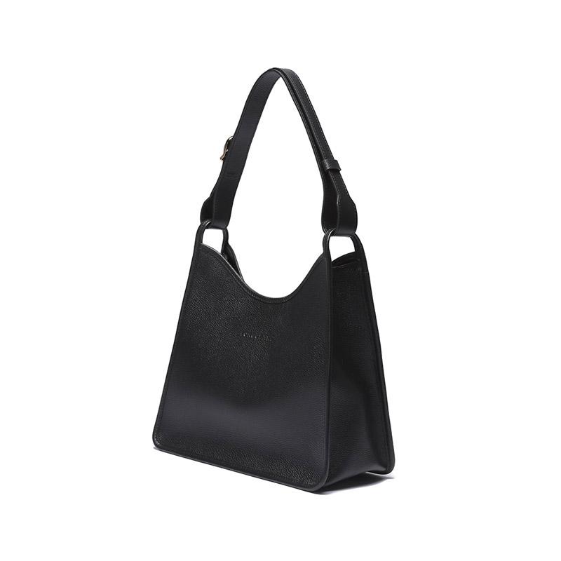 Longchamp Le Foulonné Solid Magnetic Closure Leather Shoulder Bag Women shoulder bag Black 10155021001