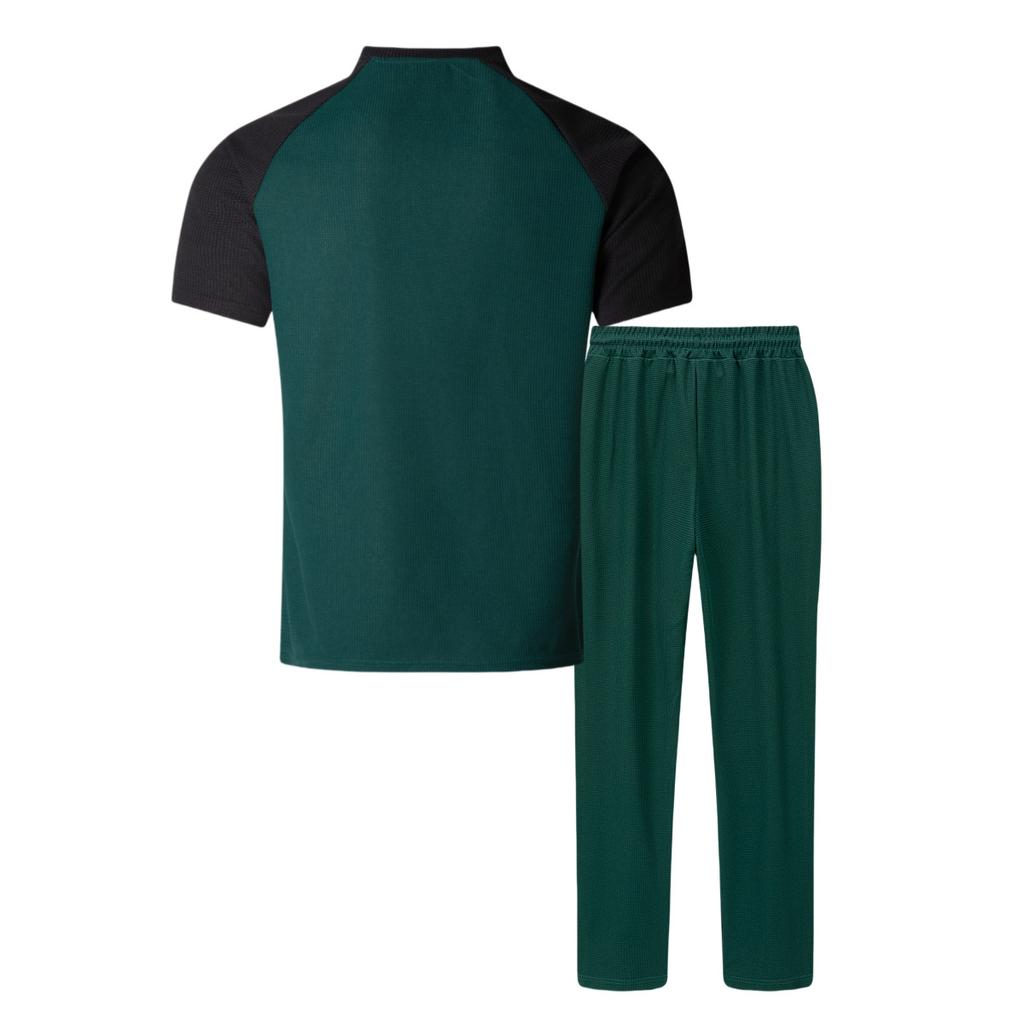 Summer Men's Casual Round Neck Short Sleeved Pants Set