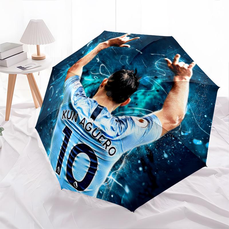 Football Player Background pattern, automatic folding umbrella, portable and foldable design, 8 ribs, a Christmas or birthday gift.