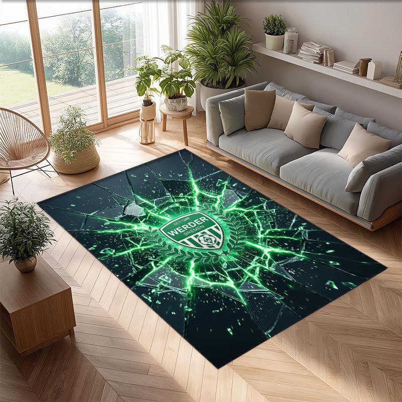 Tappeto in Velluto di Cristallo con Stampa Calcio Werder Bremen, Comodo Assorbente d'Acqua Antiscivolo Tappeto per Pavimenti Interni