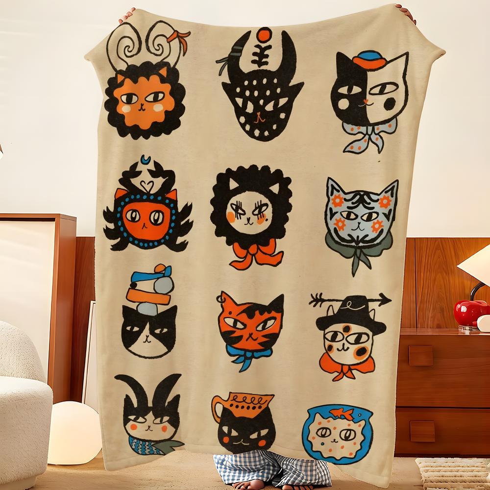 Art N-Niko E-Eniko Throw Flannel Throw Blanket, Lightweight Cozy, Durable Washable Cute Cool