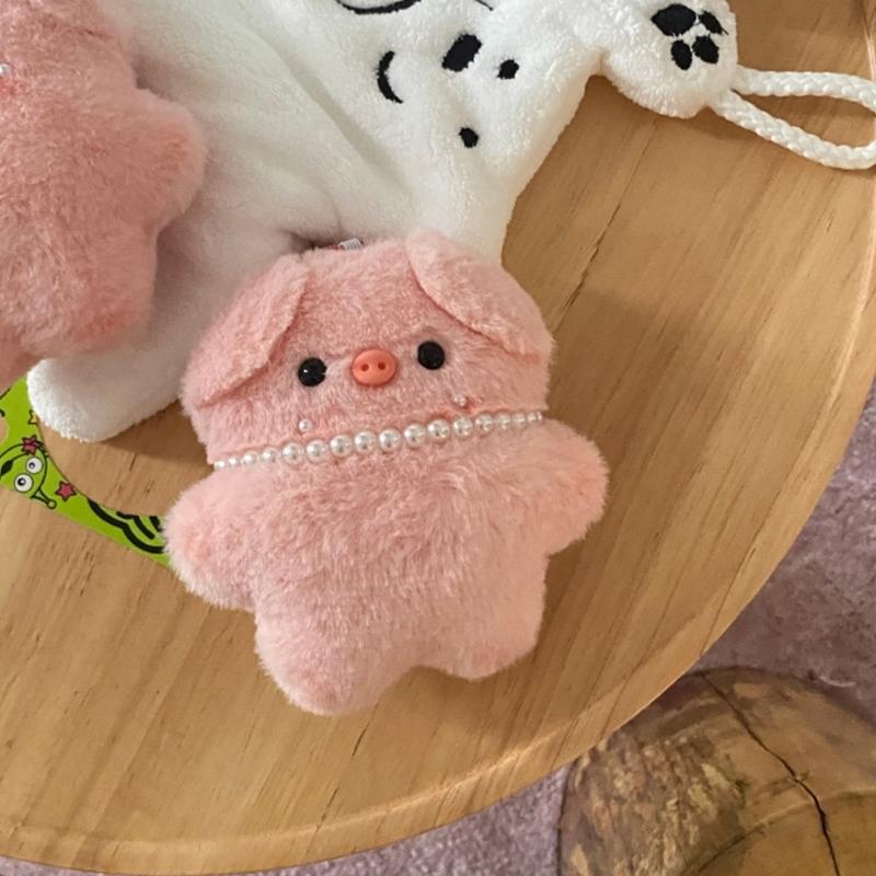 Cute Pink Pig Plush Keychain Pendant Cute Pig Necklace Charm Plush Keychain Plush Material Backpack Pendant Gift for Kid