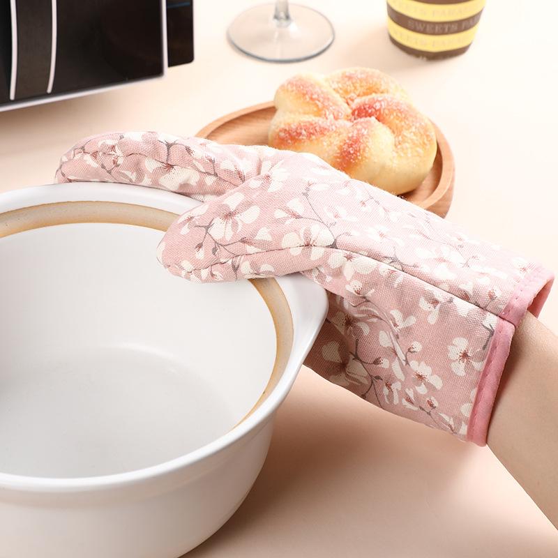 New Baking Glove Set, Microwave Insulation, High Temperature Resistant Cotton Gloves, Anti Scald Pad Set
