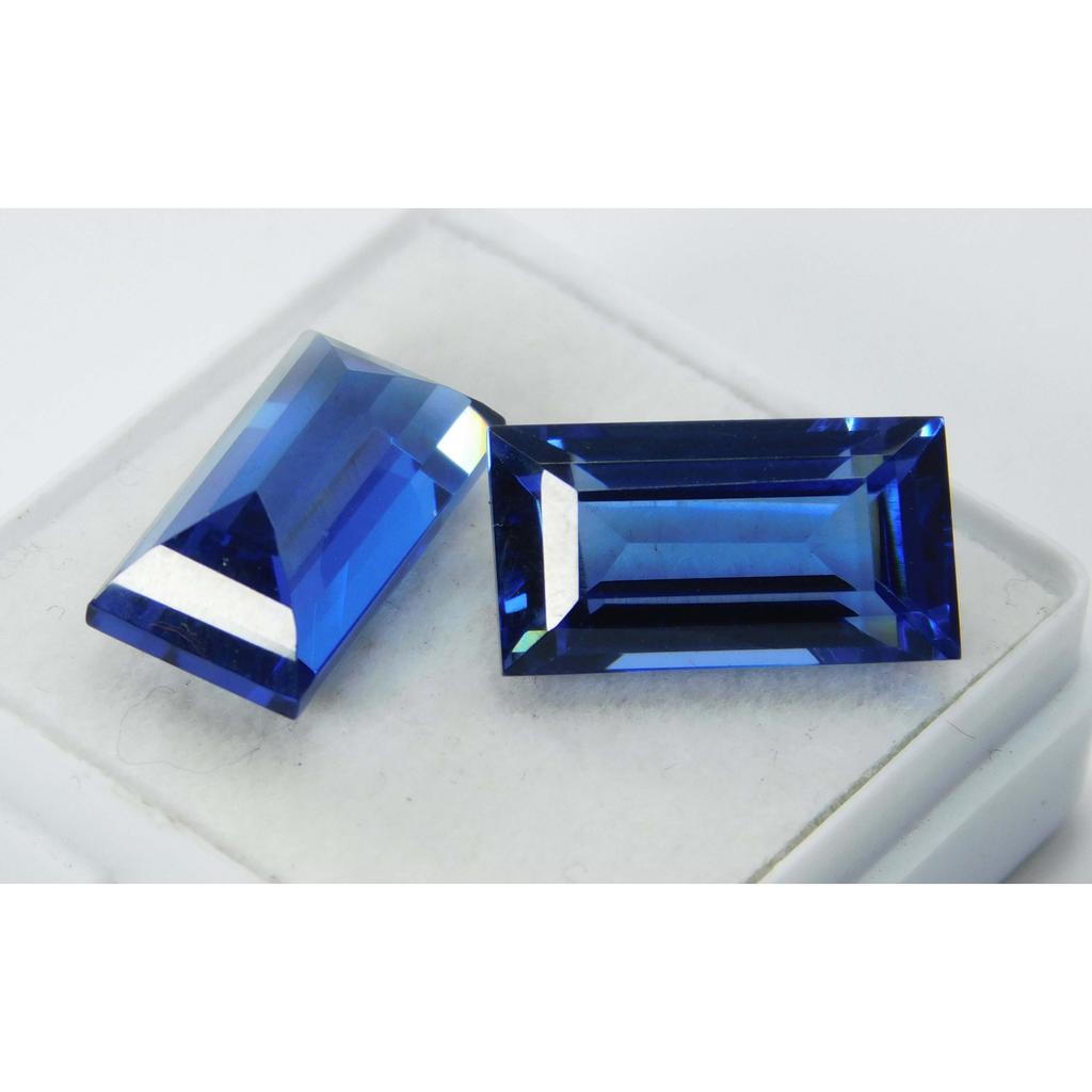 Emerald Shape 18 Carat NATURAL Blue Sapphire CERTIFIED Loose Gemstone Pair A-1652