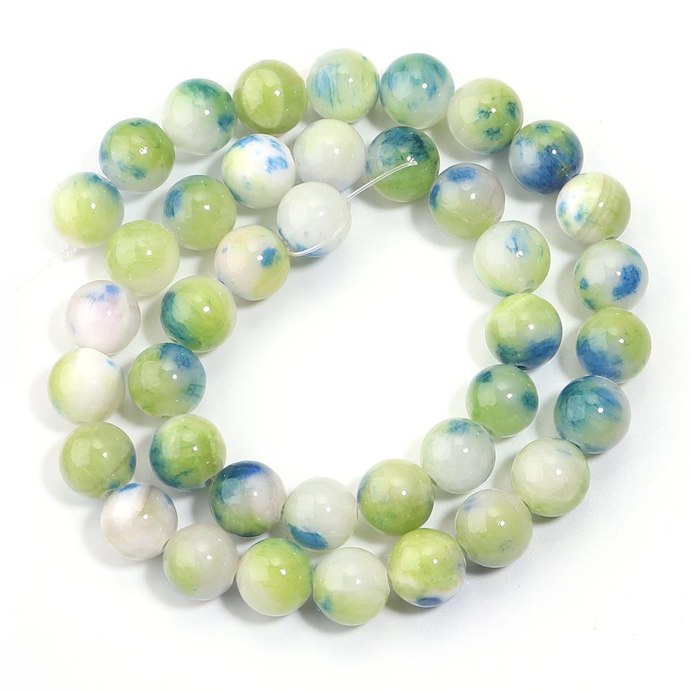4 6 8 10 12mm Natural Persian Jade Stone Beads Blue Yellow Mixed Round Loose Beads For Jewelry Making DIY Bracelets Necklace