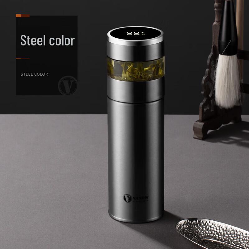 Vanow 450ml Smart Temperature 316SS Tea Infuser Vacuum Bottle