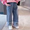 Girls' Jeans for Spring and Autumn Wide Legs Pant Spring Style Children's Clothing Pants
