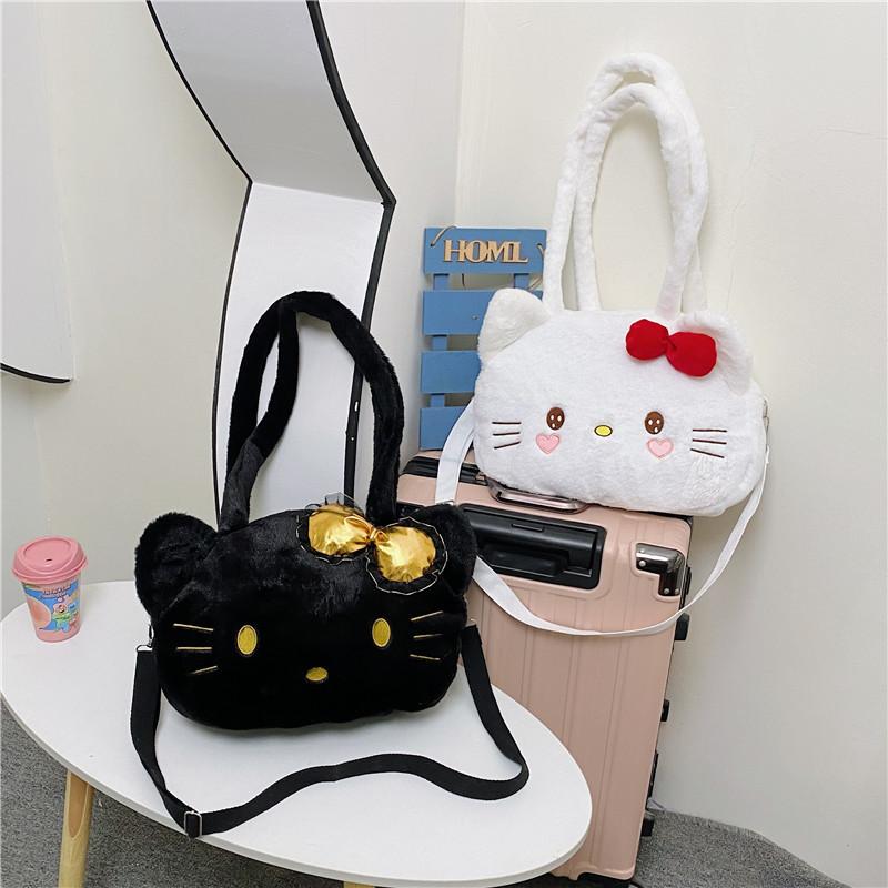 Sac Cabas Peluche Hello Kitty Avec Fermeture Éclair Pour un Usage Quotidien Décontracté