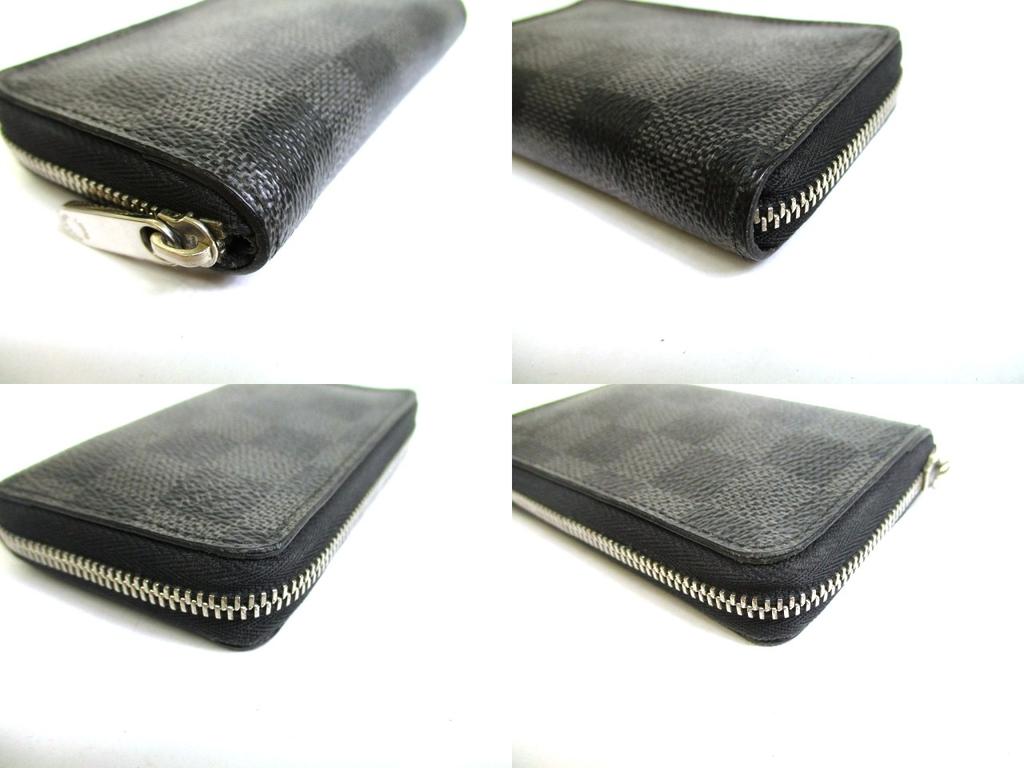 Authentisches LOUIS VUITTON Damier Graphite Leder Zippey Münzfach #a951 Aufgearbeitet