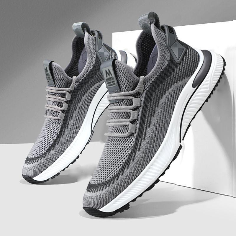 

Men s shoes Source Flying woven mesh breathable casual shoes Outdoor daily soft surface soft sole lightweight sports shoes lightweight leisure 44 серый